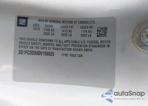 2013 Chevrolet Camaro Lt z USA, uszkodzony, nr VIN 2G1FC3D38D9158825